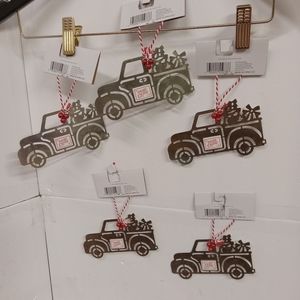 5 Metal Truck Ornaments Merry Christmas  Old East Main